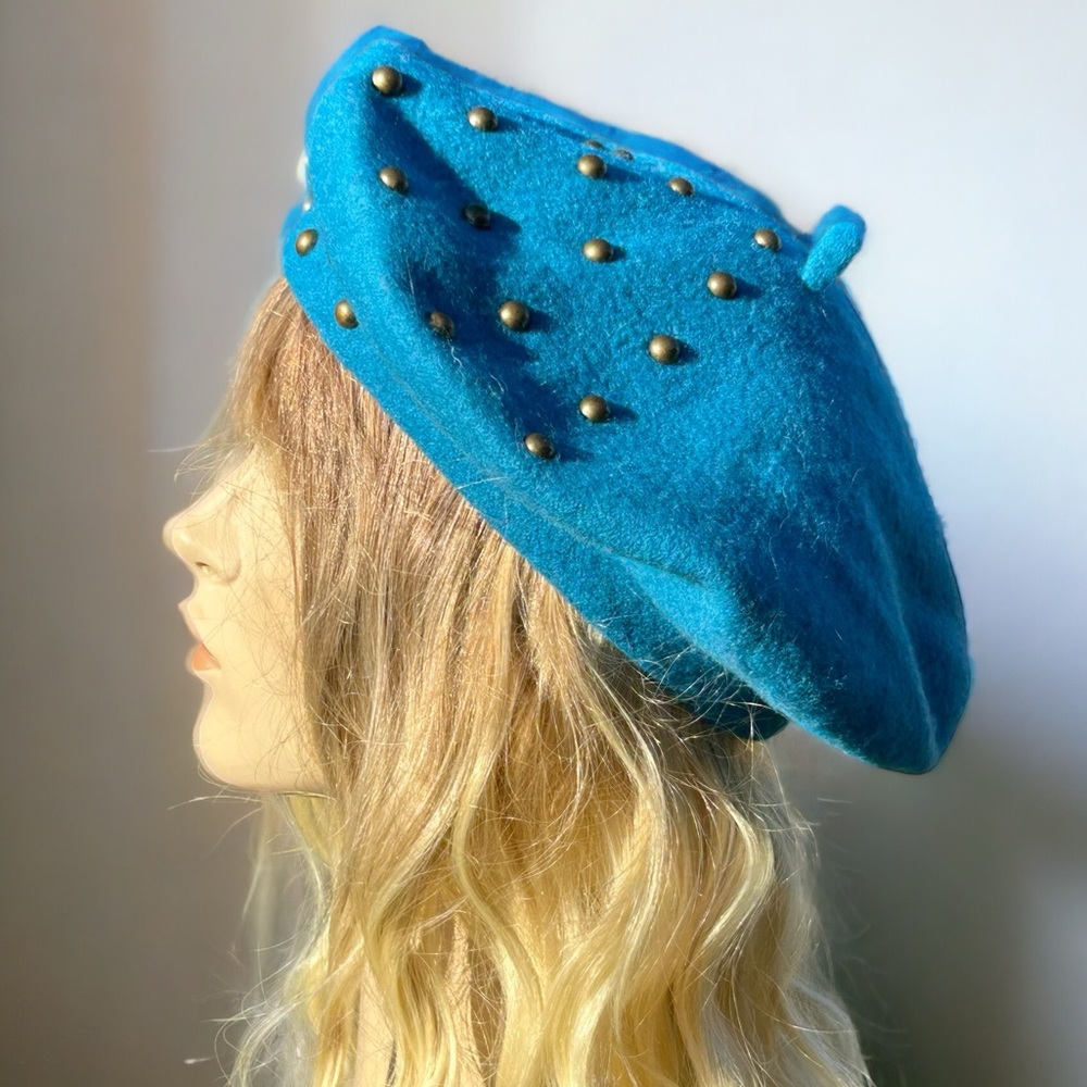 NWOT Studded Wool Felt Tam Beret